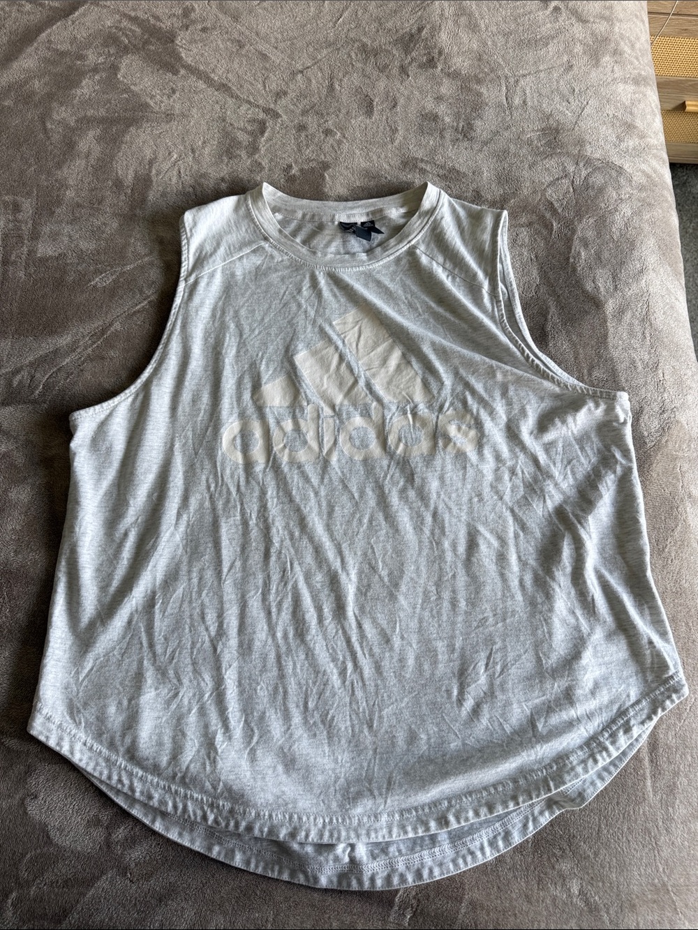 adidas Light Gray Women's Muscle Tank with Front Logo XL